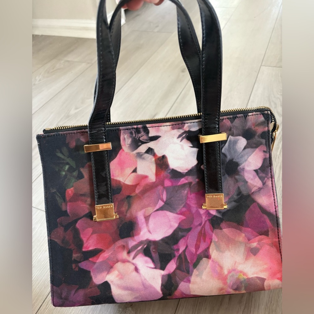 Ted Baker Floral Shoulder Bag in Black and Pink